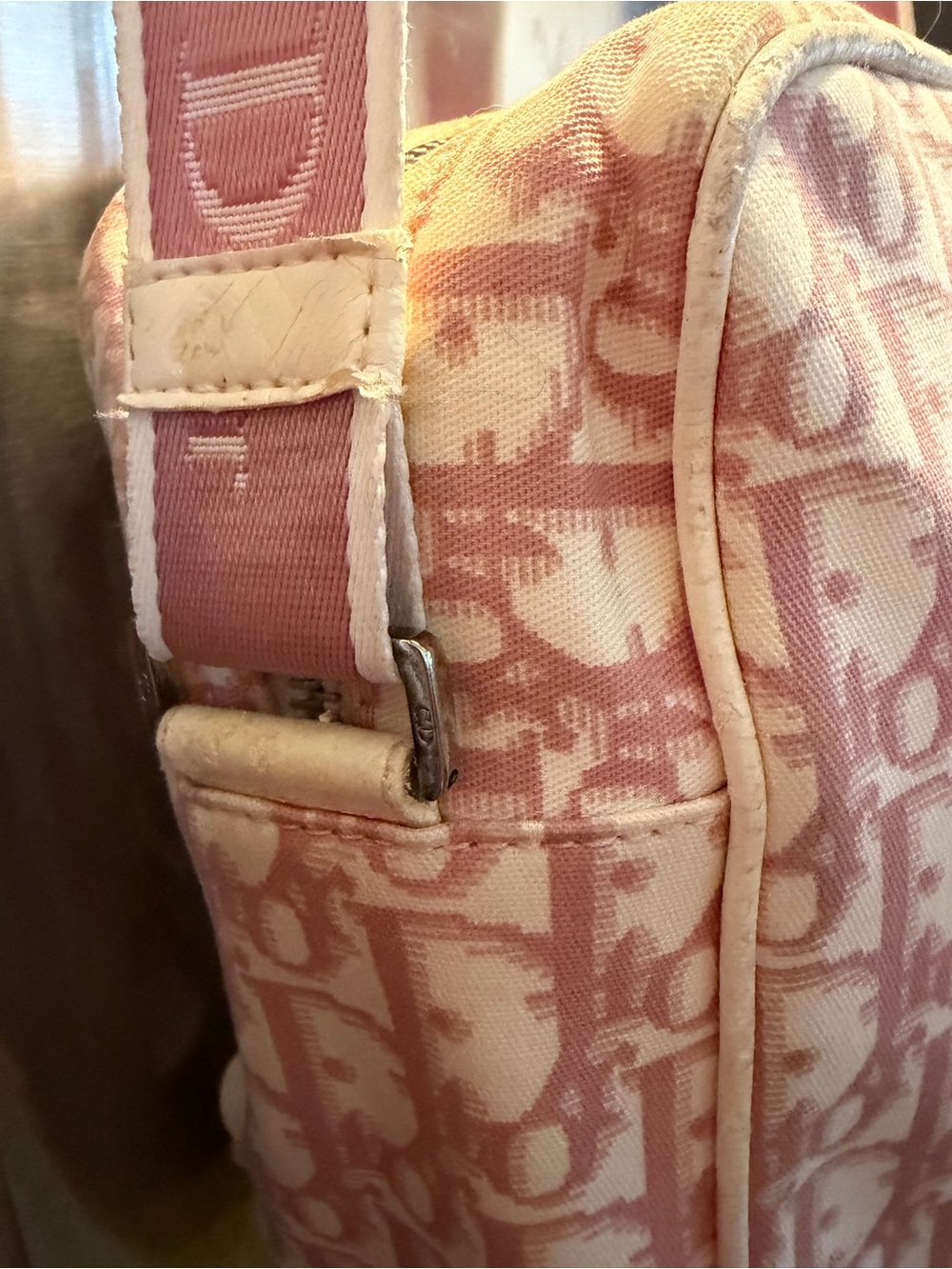 Dior Pink Monogram Crossbody with White Floral Appliqués - Picture 9 of 16